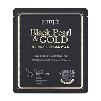 Фото - [PETITFEE] Гидрогелевая маска ЖЕМЧУГ и ЗОЛОТО Black Pearl& Gold hydrogel mask